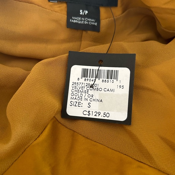 Velvet Camisole NWT Club Monaco Size Small Gold - Picture 3 of 4